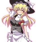  ^_^ blonde_hair bow braid closed_eyes hair_bow hat kirisame_marisa long_hair saga_taichi smile solo touhou witch_hat 