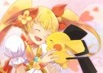  ^_^ bad_id bad_pixiv_id blonde_hair blush bow choker closed_eyes color_connection crossover cure_sunshine gen_2_pokemon hair_bow heartcatch_precure! long_hair magical_girl myoudouin_itsuki orange_bow orange_choker pichu pokemon pokemon_(creature) precure smile twintails yellow_bow yoshi_(danball) 