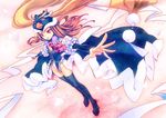  animal_hat bird black_legwear boots brown_hair elbow_gloves gloves hat highres long_hair long_legs long_skirt mawaru_penguindrum outstretched_arms penguin pink_eyes princess_of_the_crystal skirt solo takakura_himari tamachi_kuwa thigh_boots thighhighs 