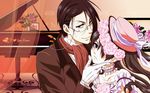  ciel_phantomhive dress glasses kuroshitsuji roses sebastian_michaelis 