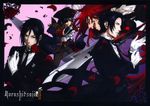  alois_trancy black_hair ciel_phantomhive glasses grell_sutcliff kuroshitsuji red_hair sebastian_michaelis 