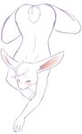  back blush female lagomorph leverpuller lying mammal nude on_front plain_background rabbit raised_tail solo tail white_background 