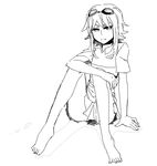  angry goggles greyscale gumi monochrome short_hair sitting skirt solo vocaloid yumemiya 