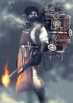  backpack bag black_hair fire flamethrower gun mask musket original randoseru steampunk weapon 