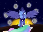  alicorn blue_hair crown duo elements_of_harmony equine female feral friendship_is_magic hair hasbro horn mammal multi-colored_hair my_little_pony princess princess_celestia_(mlp) princess_luna_(mlp) rainbow_hair role_reversal royalty sibling sisters unknown_artist winged_unicorn wings 