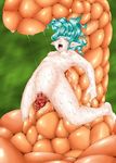  1girl female game_cg girl held_up monster nude open_mouth sex stomach_bulge vaginal 