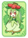  crown dress flower green_dress green_hair lilligant long_hair nintendo peronification personification pokemon red_eyes smile 
