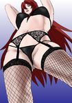  fishnet fishnets from_below kiibou lace lingerie long_hair naruto naruto_shippuuden red_hair terumi_mei thighhighs underwear 