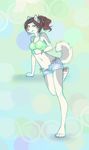  canine clothed clothing cute dog eelyak female green_eyes hindpaw husky looking_at_viewer mammal paws side-tie_panties skimpy solo swimsuit tight_clothing tongue tongue_out undressing 
