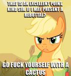  applejack_(mlp) argument cactus cowboy_hat equine friendship_is_magic hasbro hat horse my_little_pony pony rebuttal saddlebag 