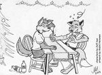  andr&#233;_heinonen andre_heinonen becky_mooney canine christmas closet_coon colin colin_young drunk eggnog fox greyscale holidays line_art mammal monochrome tail wolf 
