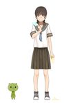  asamoto braid food ice_cream original popsicle school_uniform shoes skirt sneakers solo twin_braids 