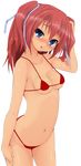  :o asou_yuma bikini blue_eyes blush long_hair micro_bikini naz original red_hair shiny shiny_skin solo strap_gap swimsuit twintails wet 