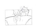  absurdres clitoris furry hand hands highres lineart long_hair monochrome pussy sweat 