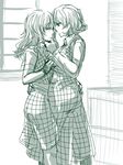  bad_id bad_pixiv_id chin_grab dual_persona expressionless hug kazami_yuuka kazami_yuuka_(pc-98) monochrome multiple_girls plaid plaid_skirt plaid_vest selfcest shirane_koitsu short_hair sketch skirt skirt_set time_paradox touhou touhou_(pc-98) vest yuri 