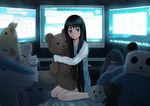  black_hair blue_eyes kami-sama_no_memo-chou long_hair pajamas shionji_yuuko solo stuffed_animal stuffed_toy teddy_bear willgoon 