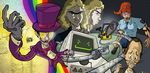  &hearts; &lt;3 alice alice_(superjail!) amazing ambiguous_gender artrix bow_tie chainsaw eyewear facial_hair female glasses hat jailbot jared male mustache rainbow sibling siblings superjail superjail! the_twins_(superjail!) the_warden theartrix top_hat twins unibrow warden 