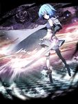  bad_id bad_pixiv_id blue_hair checkered mahou_shoujo_madoka_magica miki_sayaka oktavia_von_seckendorff perspective skirt spoilers sword thighhighs torino_akua weapon 