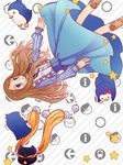  animal animal_hat bird blue_eyes blush boots bow brown_hair falling hat long_hair mawaru_penguindrum penguin penguin_1-gou penguin_2-gou penguin_3-gou sideways siva skirt star takakura_himari 