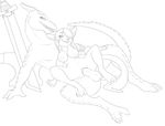  breasts conceitedcorgi deskai dragon feline female hybrid kion male mammal monochrome nude plain_background scalie white_background 