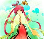  bad_id bad_pixiv_id chinese_clothes dress hair_ornament hair_rings hanfu hotateko jewelry long_hair magi_the_labyrinth_of_magic pink_hair red_hair ren_kougyoku smile solo yellow_eyes 