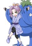  1girl bike_shorts chrono_trigger commentary_request green_eyes hair_ribbon if_they_mated original purple_hair ribbon robe s-a-murai short_hair 