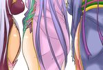  3girls ass breasts doro_(pixiv1599005) dress from_behind koihime_musou long_hair multiple_girls purple_hair simple_background thighs very_long_hair walking 