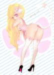  animal_tail ass bent_over blonde_hair blush bow english female hair_bow high_heels lingerie long_hair looking_back original panties pink_panties purple_eyes shoes solo tail thighhighs underwear very_long_hair white_legwear white_thighhighs yugaa 