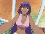  animated animated_gif bikini_top bounce bouncing_breasts breasts cap dark_skin ecchi gif jungle_wa_itsumo_hare_nochi_guu lowres pov purple purple_hair rebecca_(jungle_wa_itsumo_hare_nochi_guu) screencap sexually_sugestive sexually_suggestive swimsuit tan tanned 