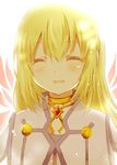  akamomo bad_id bad_pixiv_id blonde_hair bloom blush closed_eyes collet_brunel long_hair smile solo tales_of_(series) tales_of_symphonia wings 