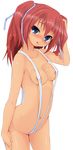  :o areola_slip areolae asou_yuma blue_eyes blush breasts long_hair navel naz original red_hair slingshot_swimsuit solo swimsuit twintails wet 