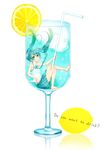  aqua_eyes aqua_hair bad_id bad_pixiv_id cup drink drinking_straw floating_hair food fruit hatsune_miku in_container in_cup in_food lemon long_hair minigirl necktie sitting skirt solo twintails vocaloid yucca_(hitsujin) 