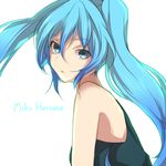  bare_shoulders blue_eyes blue_hair face hatsune_miku long_hair simple_background solo tori_no_karaage twintails vocaloid 