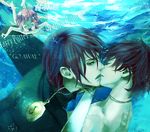  3boys asphyxiation brown_hair drowning english eyes_closed harry_james_potter harry_potter jewelry kiss locket male male_focus multiple_boys necklace nude numeri_(pixiv) orange_hair pendant red_eyes ron_weasley strangling strangulation surprised swimming sword tom_marvolo_riddle underwater water weapon yaoi 
