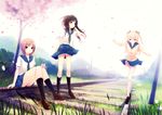  3girls coffee-kizoku cure_girl hoshimiya_miyu nanjou_rena panties petals seifuku shiramine_rika underwear 