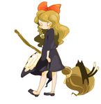  blonde_hair broom cat chen chen_(cat) cosplay drawr kiki kiki_(cosplay) kirisame_marisa majo_no_takkyuubin multiple_tails o_o oekaki simple_background solo tail touhou 