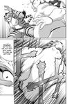  beastmen_forest biceps big_muscles boar cave censored combat comic english_text feline gay greyscale human male mammal manga monochrome muscles neyukidou nipples nude ork penis porcine text tiger 