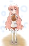  1girl basketball bloomers buruma gym_clothes gym_uniform hakamada_hinata loli long_hair open_mouth pink_eyes pink_hair ro-kyu-bu! rou-kyuu-bu! solo standing underwear white_legwear white_thighhighs 