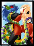 big_breasts blue_hair blush breasts canine chalo chest_tuft clubstripes duo embrace female flower flower_in_hair fur geecku green green_body hair hug huge_breasts lesbian lizard long_hair mammal messiah moan nipples non-mammal_breasts nude nuzzle red_panda reptile scalie stripes tail tuft 