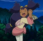  animated animated_gif axew big_hair child dancing dark_skin forest gen_5_pokemon happy iris_(pokemon) lowres nature night open_mouth pokemon pokemon_(anime) pokemon_(creature) pokemon_(game) pokemon_bw purple_hair 