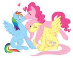  &lt;3 blue_fur cartoonlion equine female feral fluttershy_(mlp) friendship_is_magic fur hasbro horse kissing lesbian mammal my_little_pony pegasus pink_fur pinkie_pie_(mlp) plain_background pony rainbow_dash_(mlp) white_background wing_boner wings 