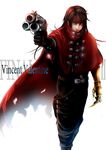  black_hair cape character_name clawed_gauntlets claws final_fantasy final_fantasy_vii final_fantasy_vii_advent_children gun headband long_hair male_focus red_eyes solo ten_(k1208) vincent_valentine weapon 