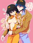  black_hair blonde_hair blue_eyes blue_hair blush breasts bruno fudo_yusei fudou_yuusei genderswap multicolored_hair yu-gi-oh! yu-gi-oh!_5d&#039;s yu-gi-oh!_5d's yusei_fudo yuu-gi-ou_5d's 