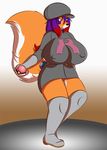  big_breasts breasts canine clothed clothing female fyxe fyxe_(artist) fyxe_(character) hair mammal multi-colored_hair multicolor_hair nintendo nipples pok&#233;ball pok&#233;mon pok&eacute;ball pok&eacute;mon purple_eyes solo team_rocket uniform video_games 