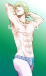  barnaby_brooks_jr blonde_hair glasses green_eyes jewelry male_focus male_swimwear manly necklace nipples pose shirtless solo ssyk603 striped swim_briefs swimwear tiger_&amp;_bunny viewfinder 