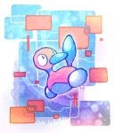  abstract_background bird commentary commission crayonchewer creature creatures_(company) cyberspace english_commentary game_freak gen_2_pokemon looking_to_the_side multicolored multicolored_background nintendo no_humans pokemon pokemon_(creature) porygon2 signature solo 