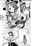  comic doujinshi greyscale highres hinanawi_tenshi mikagami_hiyori monochrome multiple_girls nagae_iku 