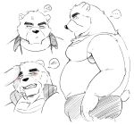  2019 anthro blush butt clothing erection humanoid_hands jumperbear juuichi_mikazuki male mammal morenatsu overweight overweight_male penis shirt simple_background solo ursine 