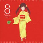  august bad_id bad_pixiv_id brown_hair calendar_(medium) lowres original solo suzushiro_sayu twintails 