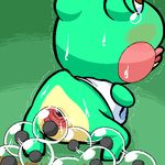 anal animal_crossing anus bent_over blush brown_eyes caviar cloaca crouching crying egg female frog gaping green_background green_skin labor lily_(animal_crossing) nintendo oekaki oideyo open_mouth oviposition pain plain_background solo sweat tongue trembling unknown_artist video_games white_shirt 